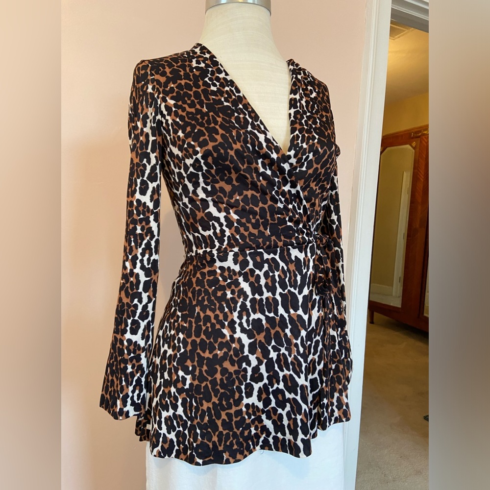 Vintage Butterfield 8 1960s Leopard Wrap Peplum Top